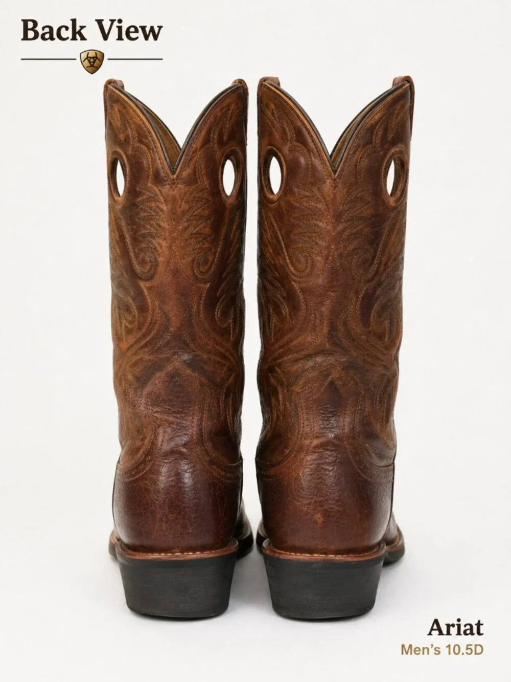 Ariat Heritage Roughstock Western Boots Men 10.5D Brown Square Toe 10002230